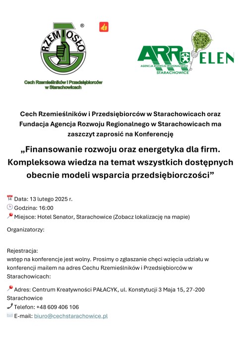 Zaproszenie na Konferencję „Finansowanie rozwoju oraz energetyka dla firm. Kompleksowa wiedza na temat wszystkich dostępnych obecnie modeli wsparcia przedsiębiorczości”